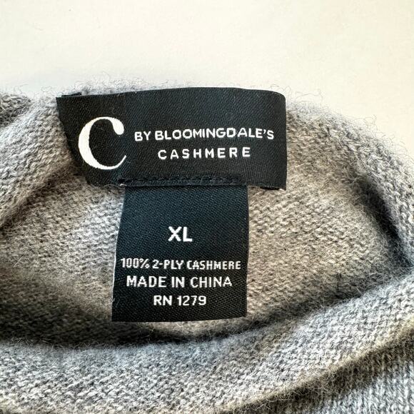 C Bloomingdale's 2-Ply Cashmere Mock Neck Sweater Pullover Colorblock XL - Picture 10 of 11